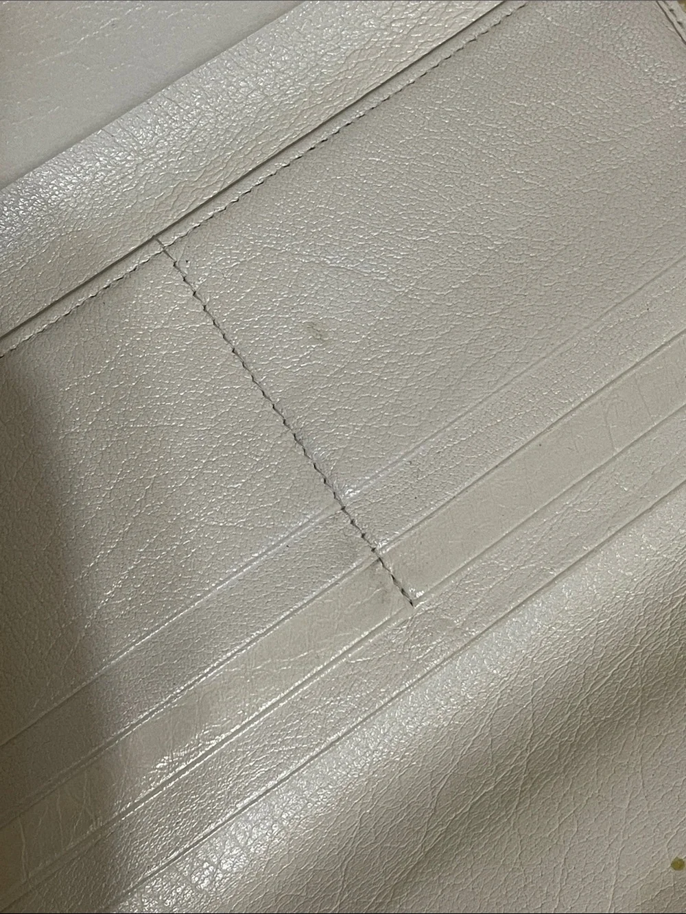 Authentic Vintage Prada Bianco Leather Flap Wallet with Silver Hardware